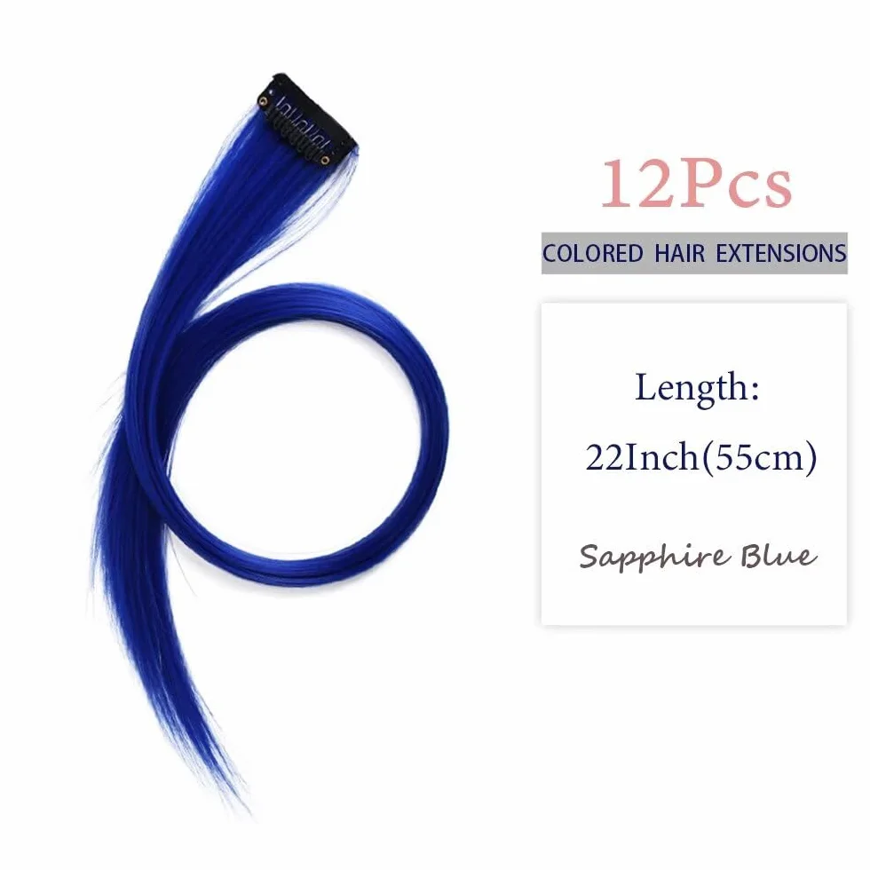 Extensiones de cabello humano con clip 22 pulgadas, 12 piezas, accesorios para cabello liso largo