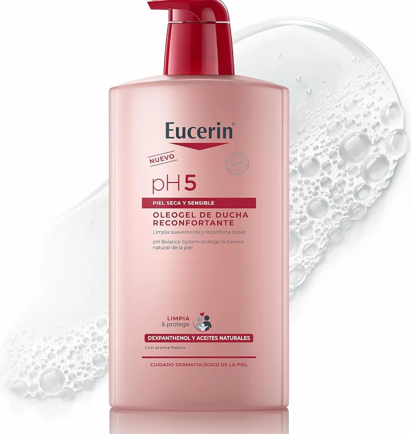 Eucerin pH5 Óleogel de Ducha Reconfortante 1000 ml, aceite limpiador corporal y facial con aceites naturales