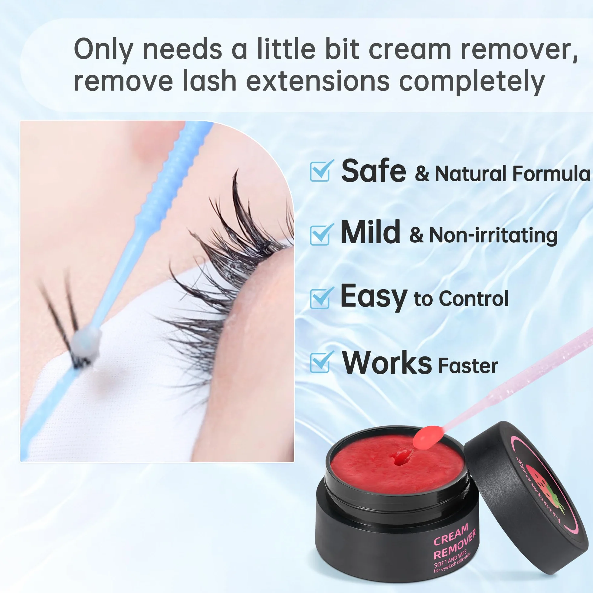 Crema Removedora para Extensiones de Pestañas 5g Desmaquillante Suave sin Irritación Ocular