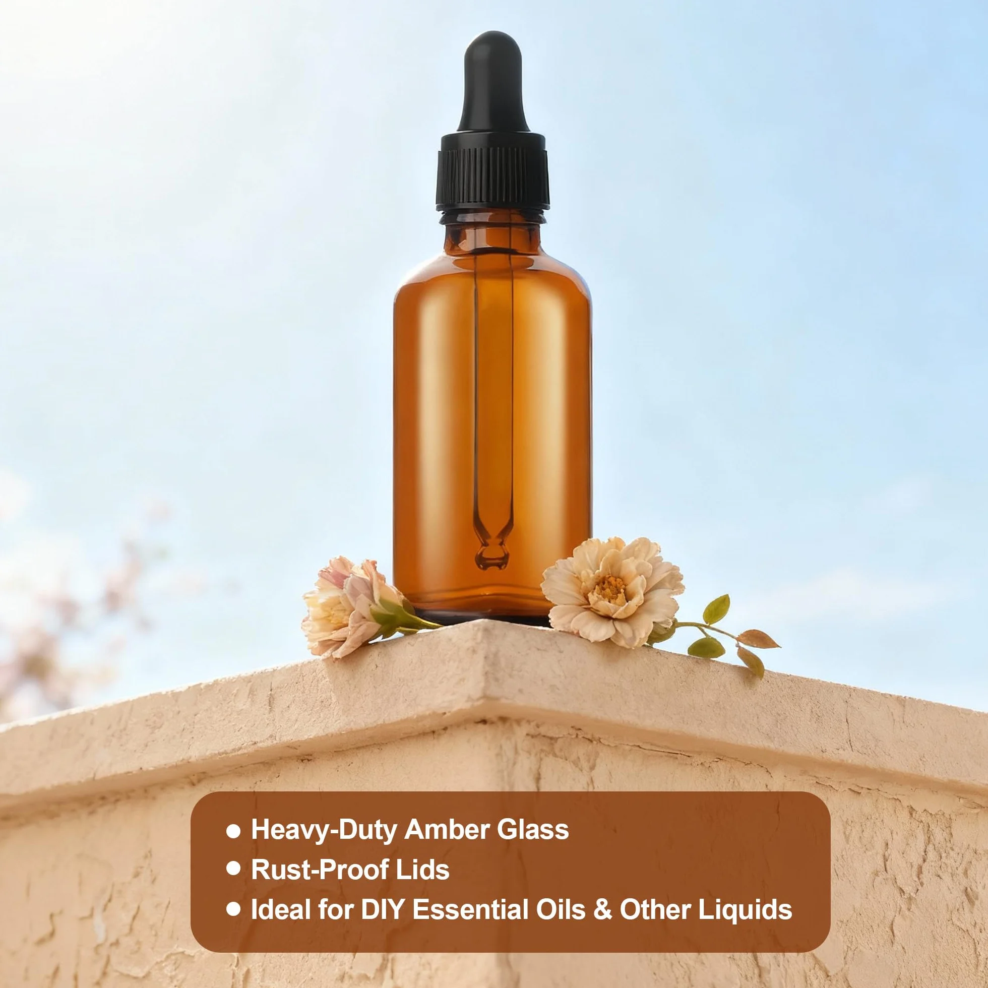 Frascos Cuentagotas Cristal 50ml Ambar con Gotero y Embudo para Aceites Esenciales
