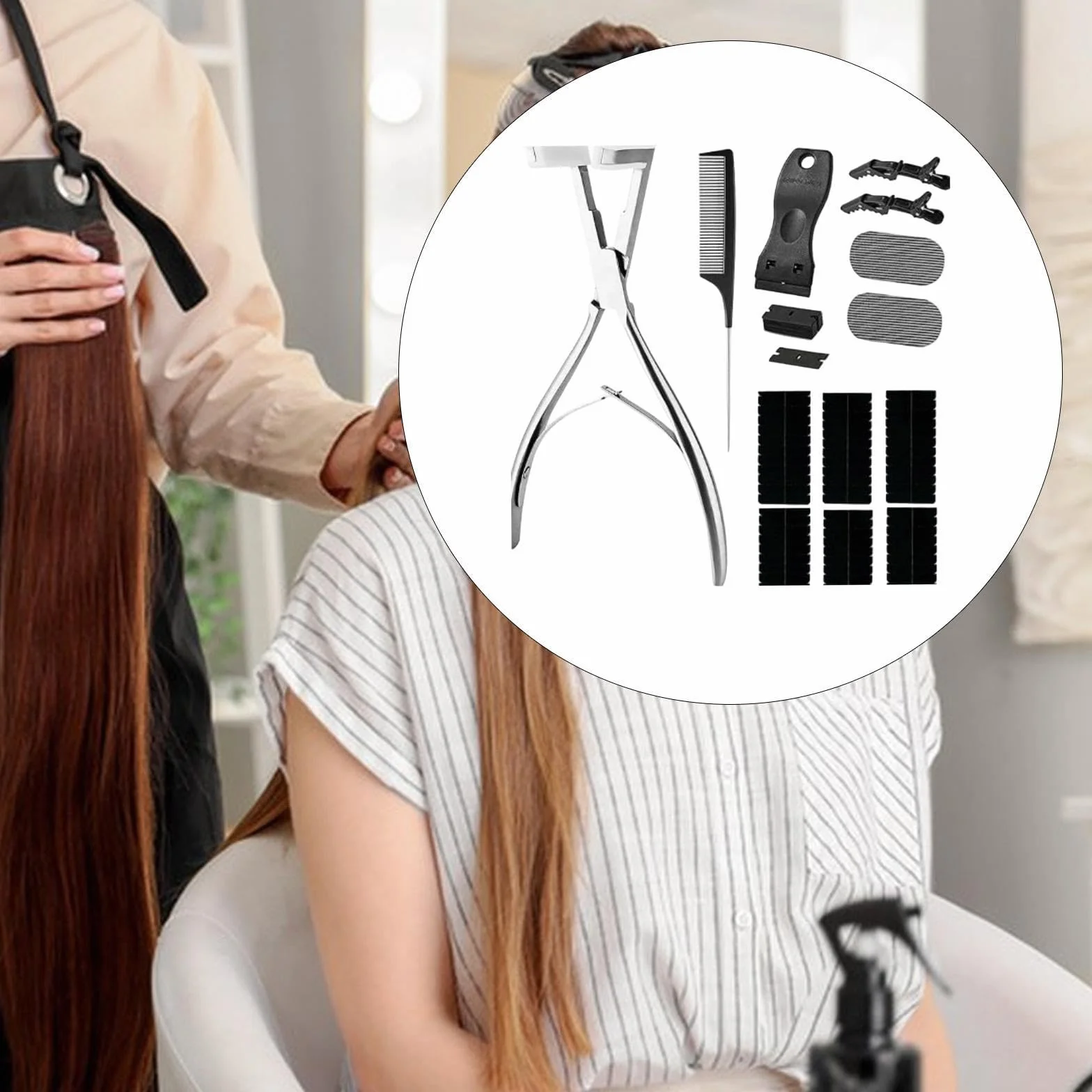 Kit de Herramientas para Extensiones de Cabello con Cinta Adhesiva