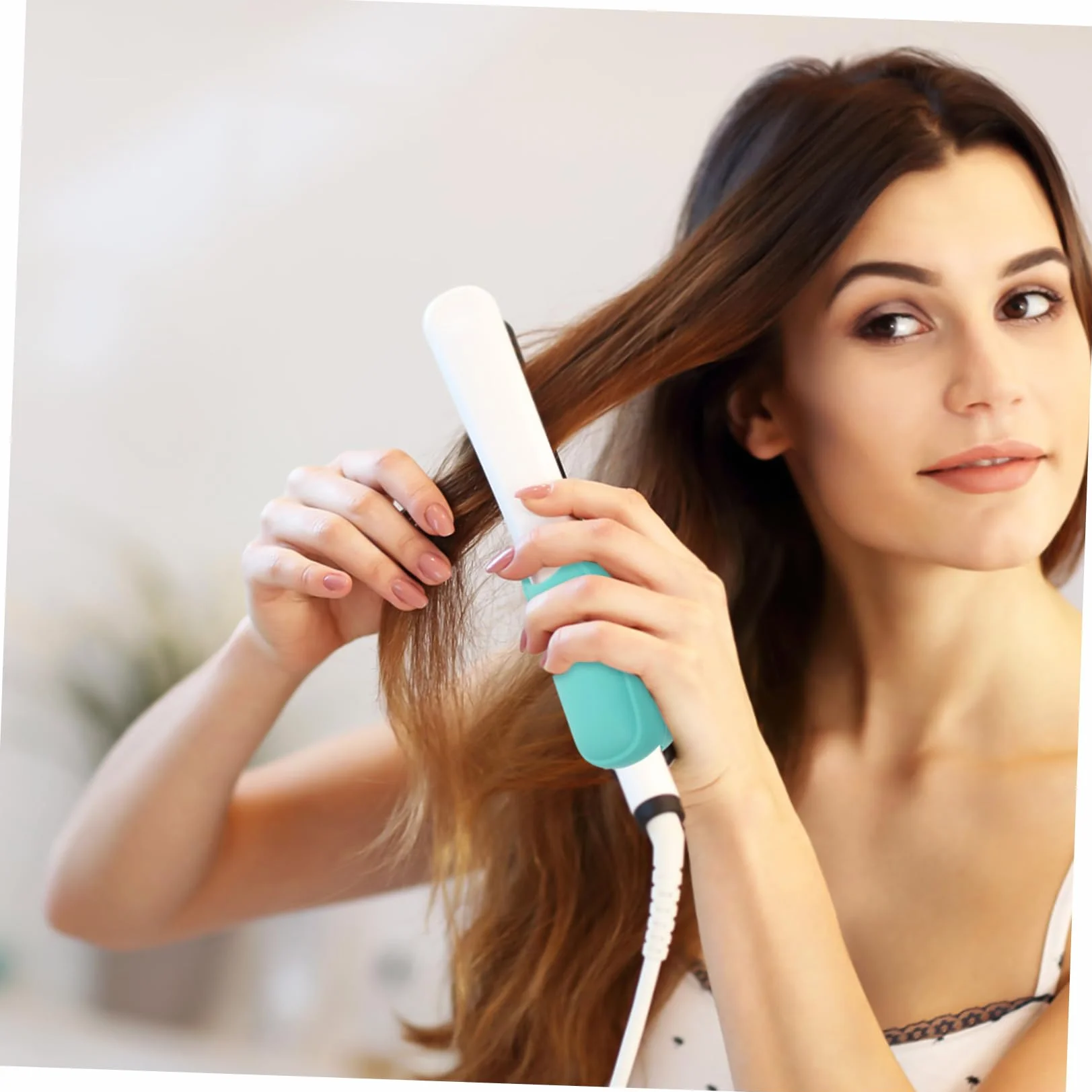 Funda de Silicona para Plancha de Pelo, Soporte Antideslizante Protector Térmico Verde
