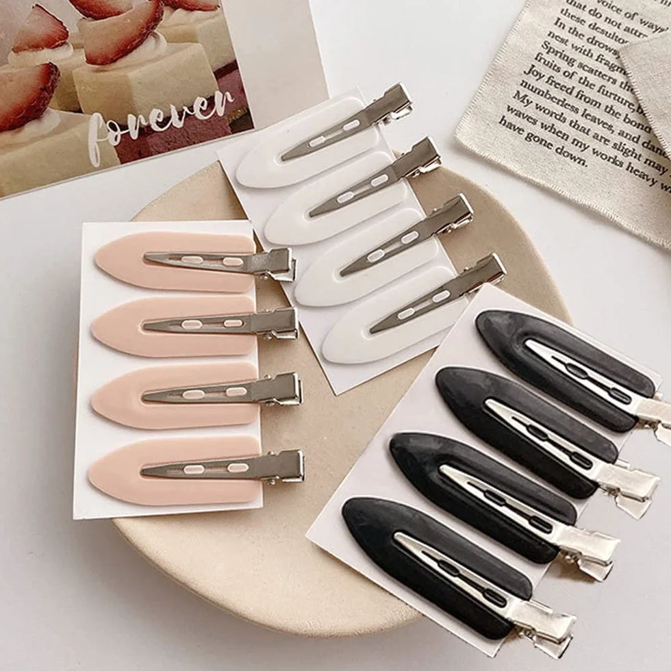 Pinzas para el Cabello sin Pliegues - Set de 10 Clips de Peinado Negro, Blanco, Rosa