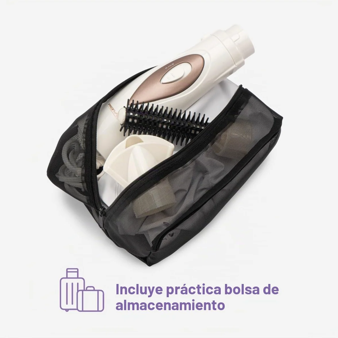 ProfiCare PC-HTH 3003 Campana de secado iónica 3 en 1 secador de pelo y cepillo rizador blanco