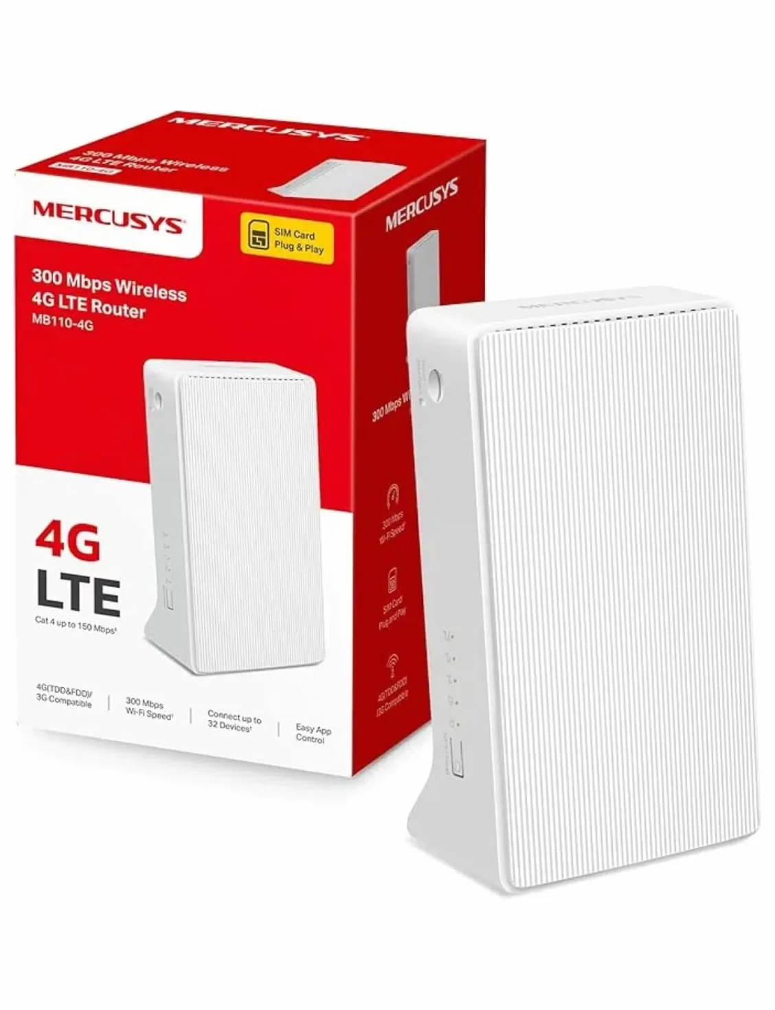 Mercusys MB110-4G Router 4G SIM LTE CAT4 Wi-Fi 300Mbps FDD TDD