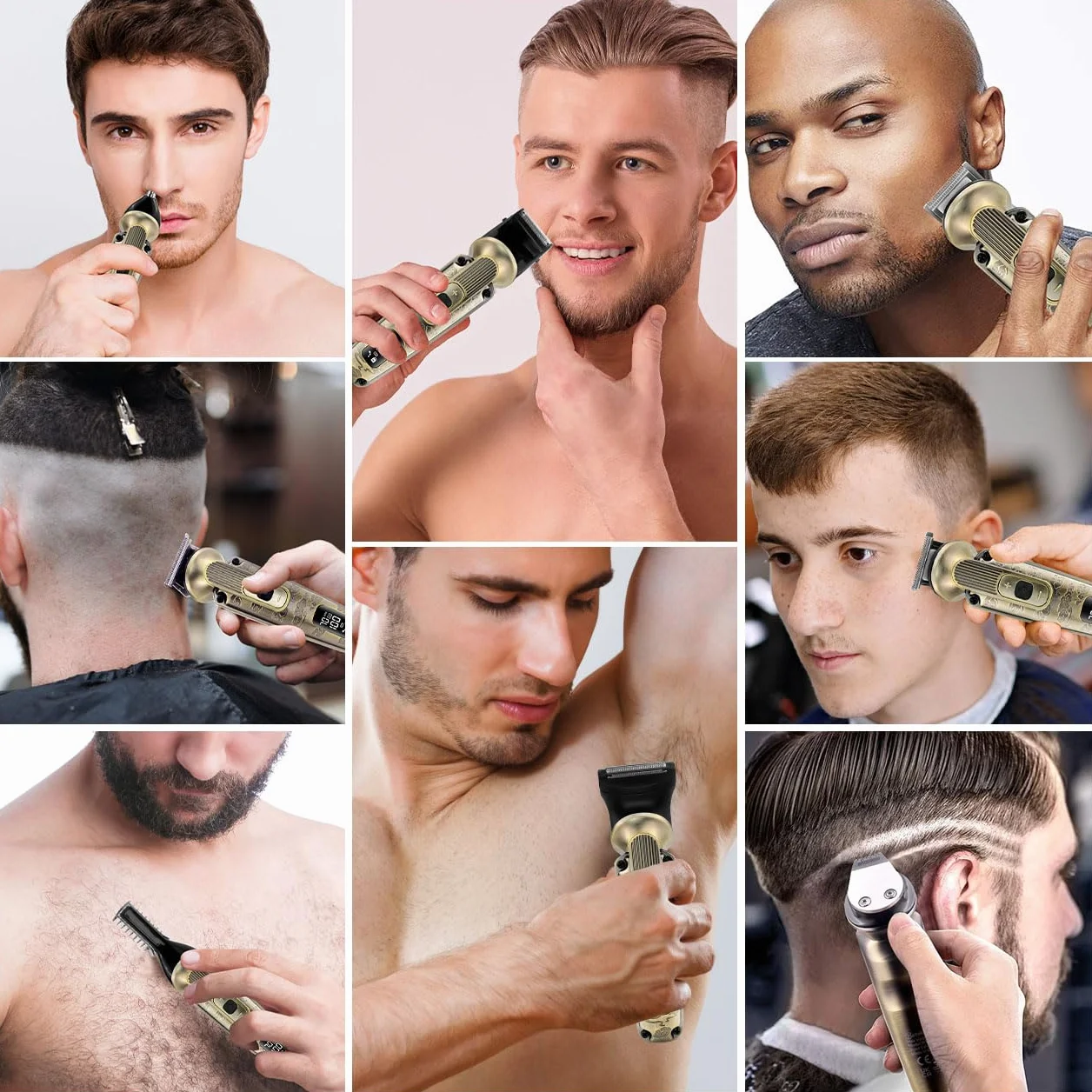 Hatteker Recortadora de barba Profesional 8 en 1 Cortapelos eléctrica para hombre