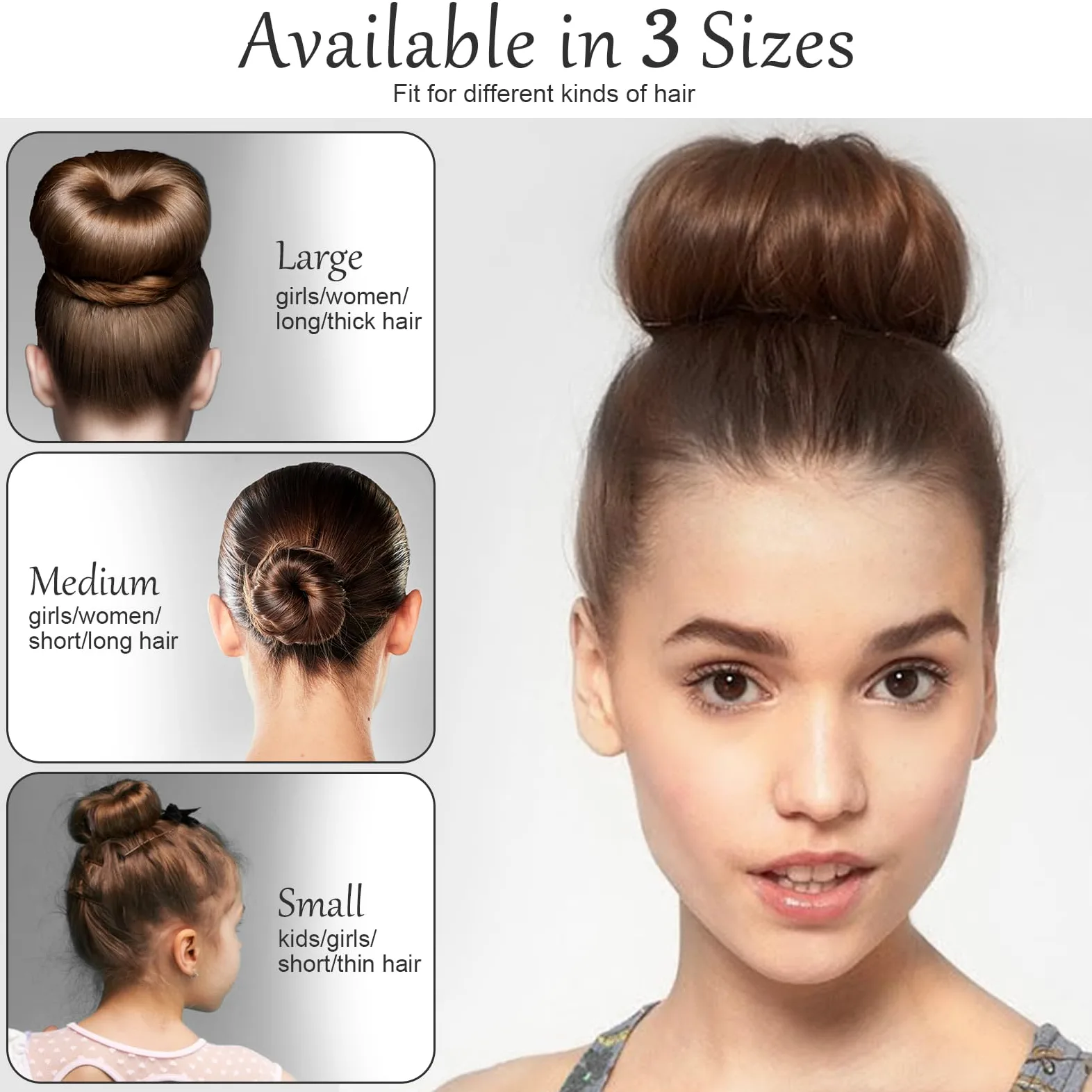 HOFASON 24 anillos grandes para moño de pelo para estilo ballet, moldeadores de donas para mujeres y niñas, pelo largo y grueso (tamaño L/3.54 pulgadas, marrón)