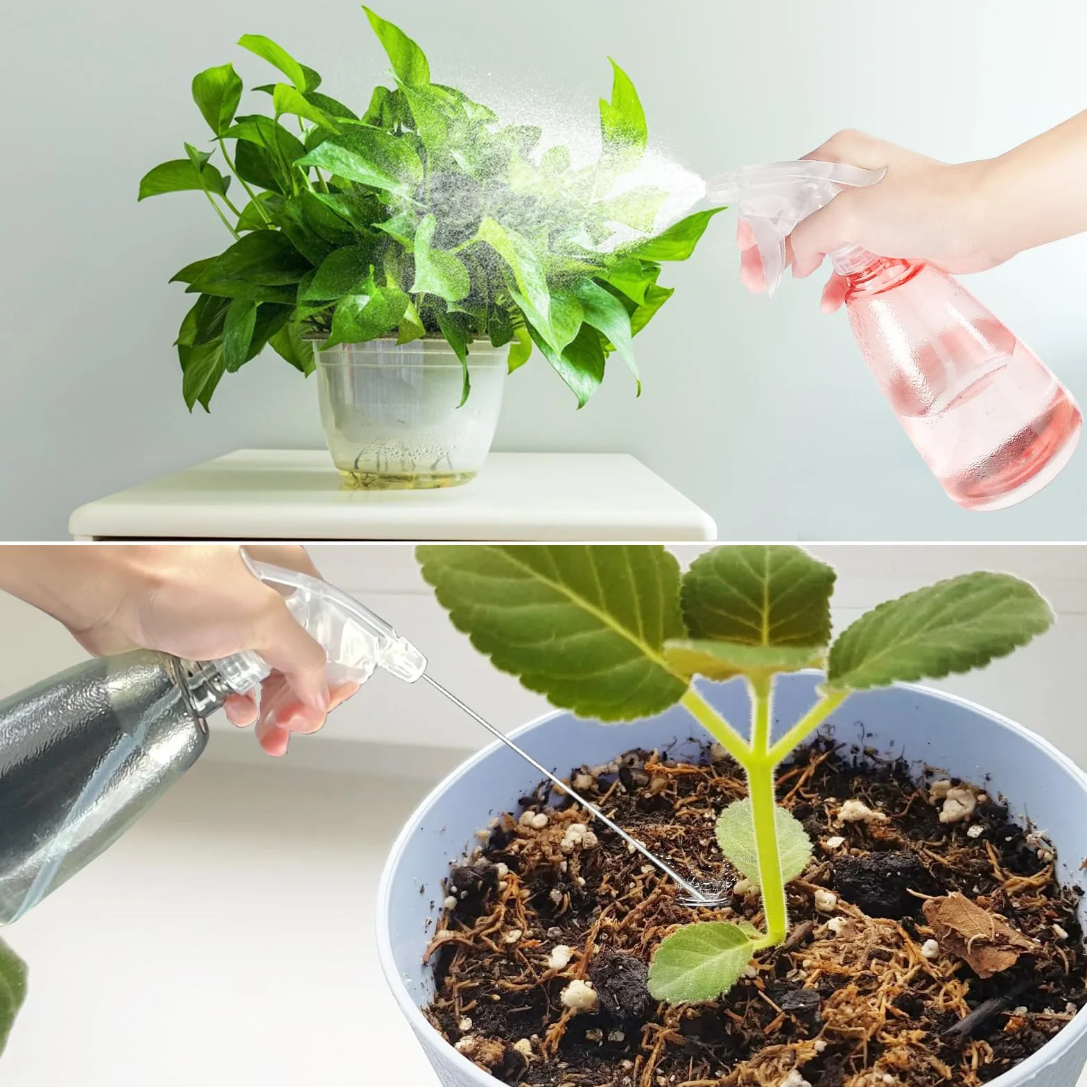 Newpop 3 Piezas Botella Pulverizador 500 ml, Plastico Gatillo Botellas de Spray Vacías Rellenable, para Regar Plantas, Limpieza