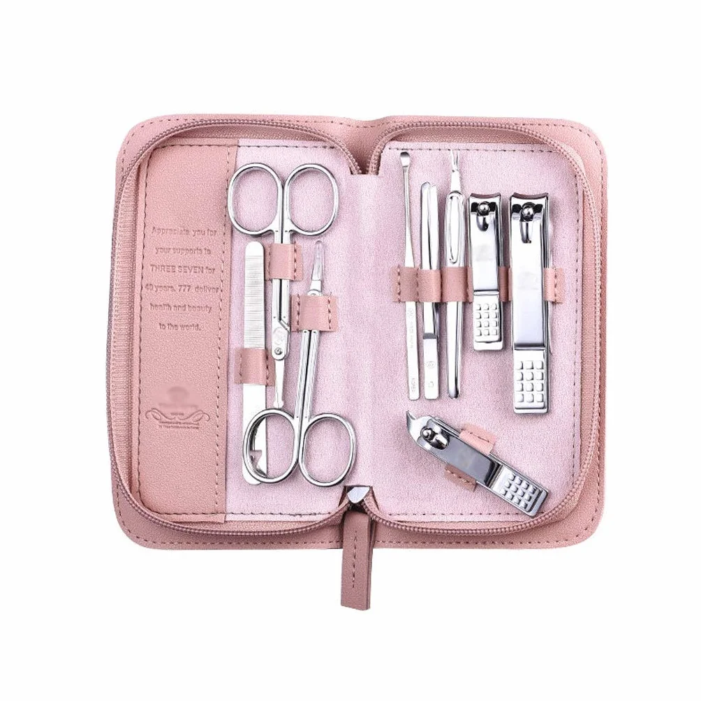 Cortaúñas de los pies Kit de cortaúñas, 9 piezas Kit de pedicura Juego de cortaúñas de acero inoxidable, Tijeras de uñas profesionales Kit de aseo Manicura (Rosa) Kit de manicura (Color : Onecolor)