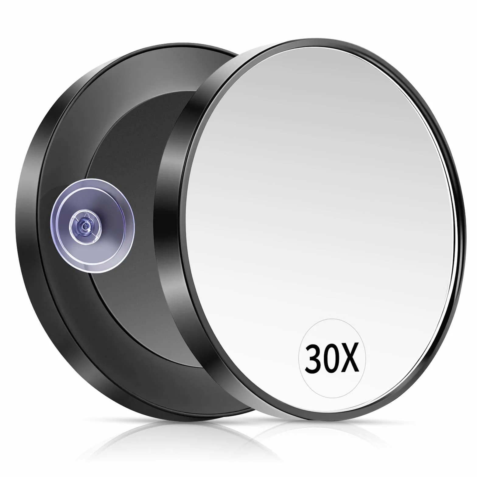 Espejo de Aumento 30x con 2 Ventosas, Espejo de Maquillaje Portátil Viaje, Negro