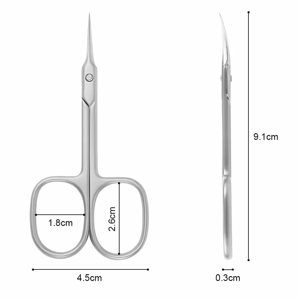 Tijeras Profesionales para Uñas de Acero Inoxidable, Tijera Curva Extra Afilada para Cutícula y Vello Facial
