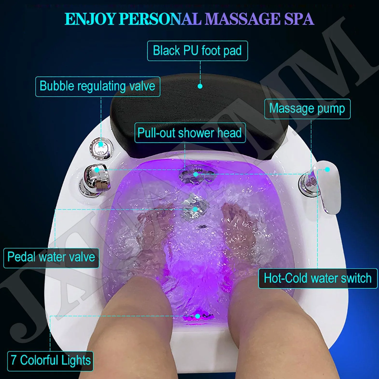 SPA de pies para pedicura, baño de pies acrílico con Masaje, Cuenco de pedicura con bañera portátil, SPA de pies con Calor y Masaje, Bomba Drenaje automático, inmersión Gran tamaño A