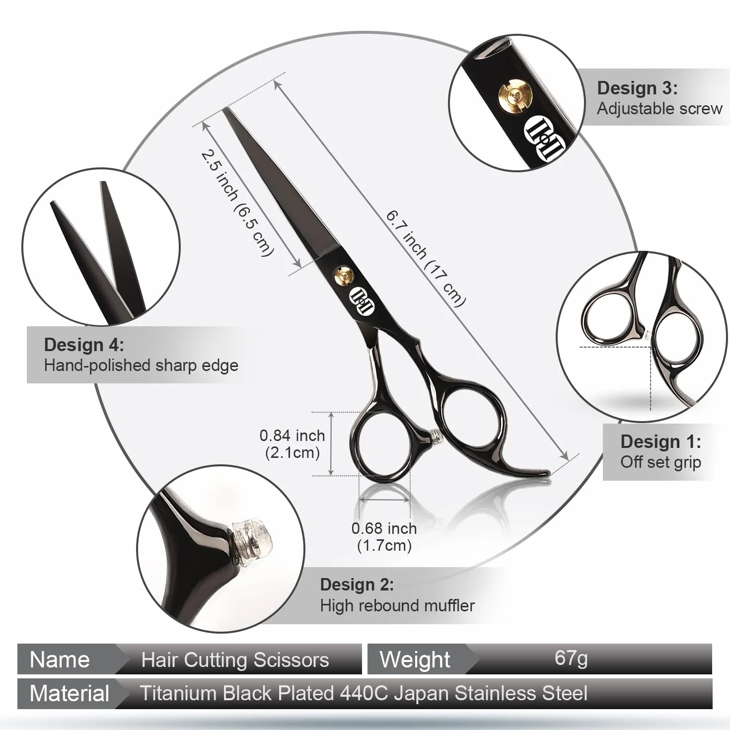 CIICII Tijeras Peluqueria Profesional 8 Piezas para Corte de Pelo