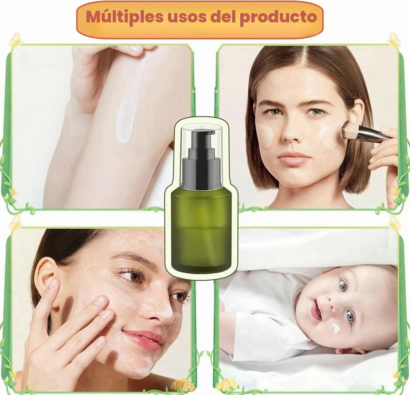Botellas vacías de Vidrio Esmerilado Verde 60 ml con Bomba, dispensador cosméticos, frascos almacenamiento