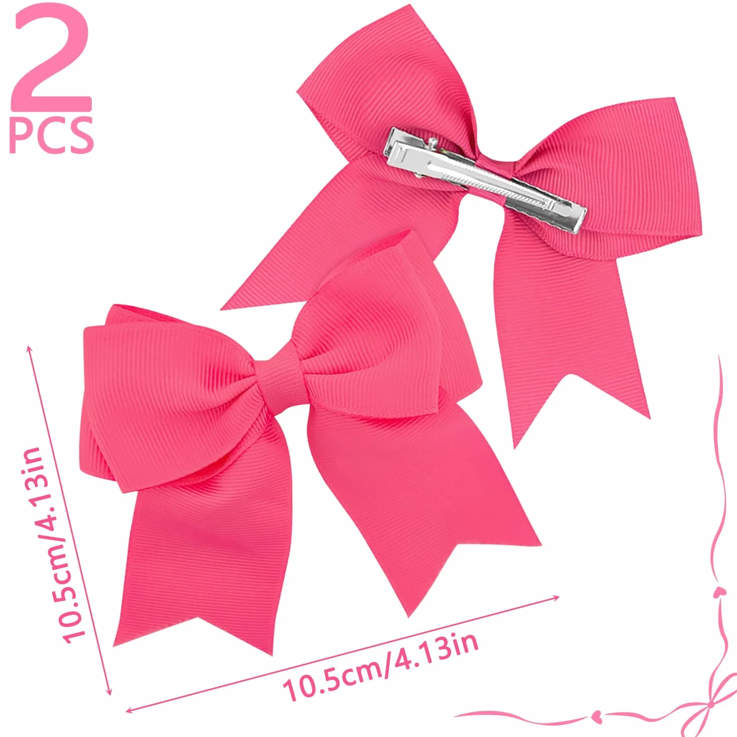 Juego de 2 Lazos para el Pelo Rosa Oscuro, Pinzas de Pelo Grande para Mujeres y Niñas