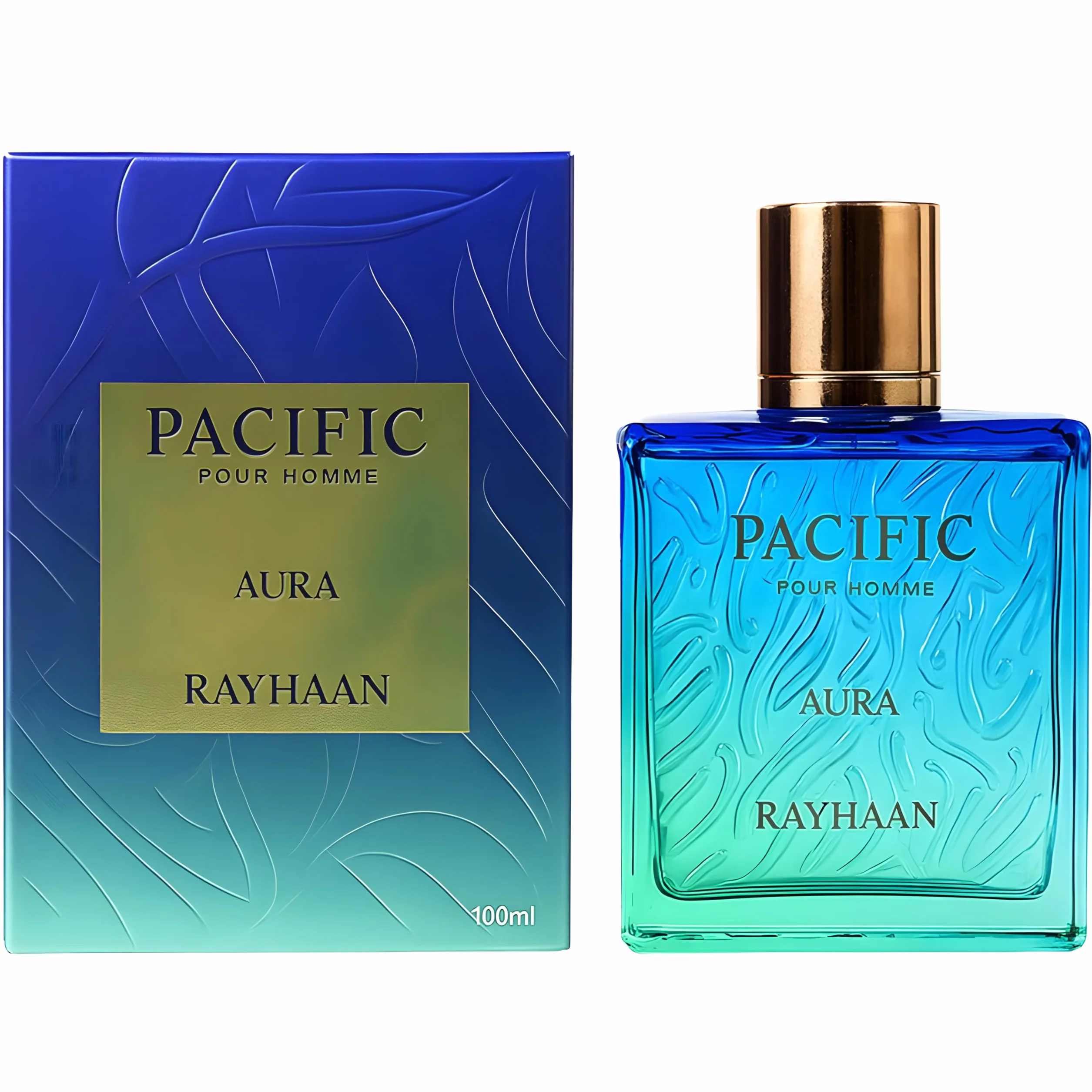 Rayhaan Pacific Aura - Citrus, Aromatic, Mint, Amber, Fresh - Eau de Parfum Spray for Men, 3.4 Ounce / 100 ml