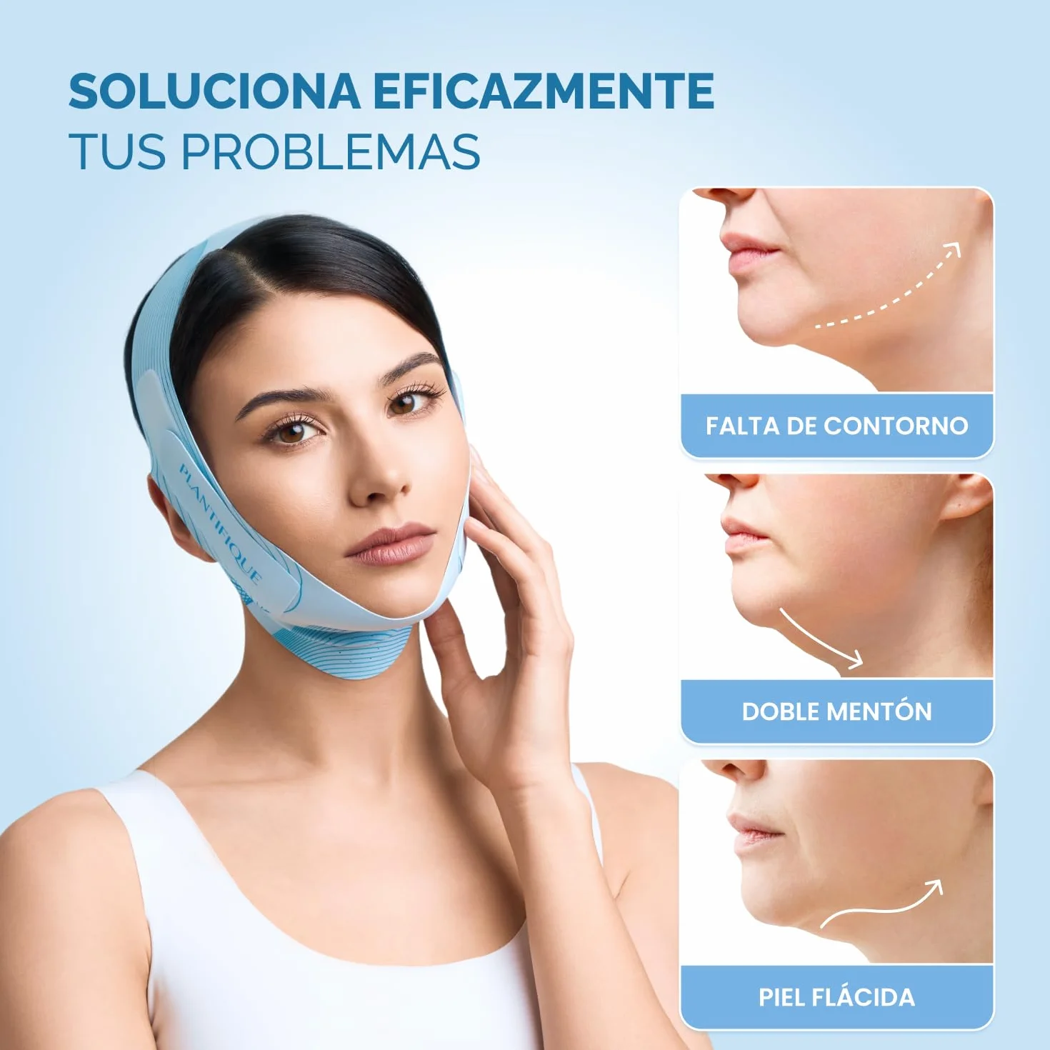 PLANTIFIQUE Mentonera Papada Reutilizable Mascarilla Facial V-Line Lifting Chin Strap