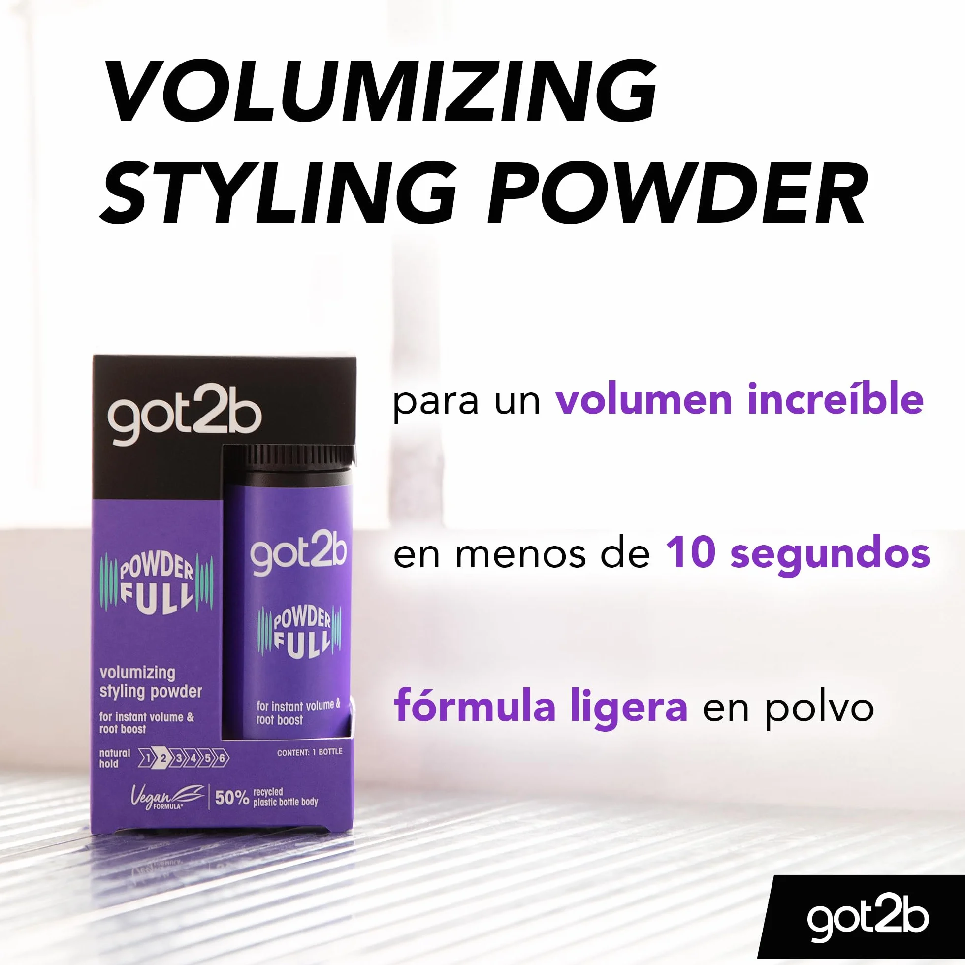 Got2B Polvo Texturizante Volumen Powderful 10 g, polvos de volumen instantáneos, fijación media, texturizador cabello acabado natural