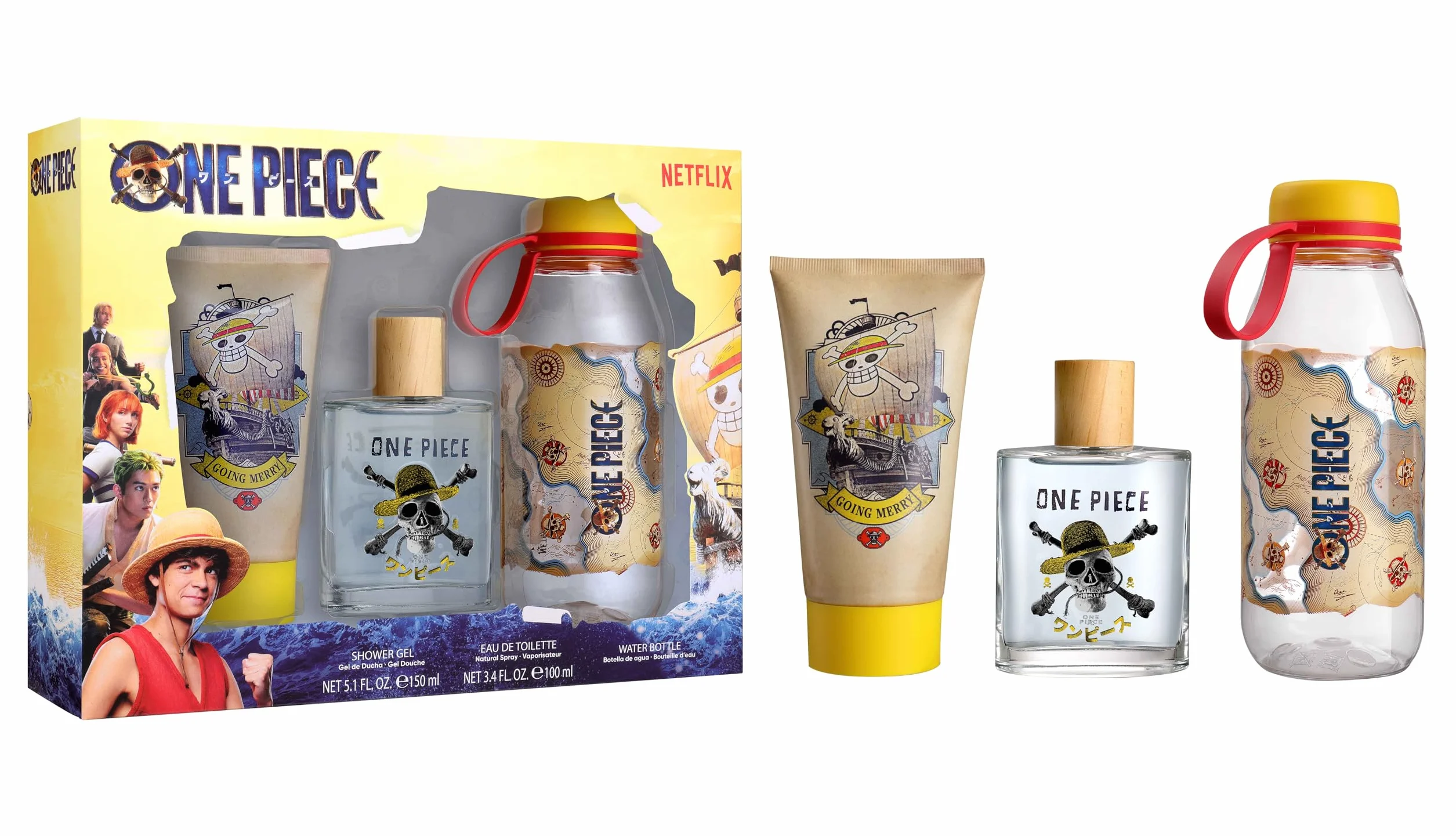 One Piece Estuche EDT 100 ml Gel de Ducha 150 ml Botella de agua