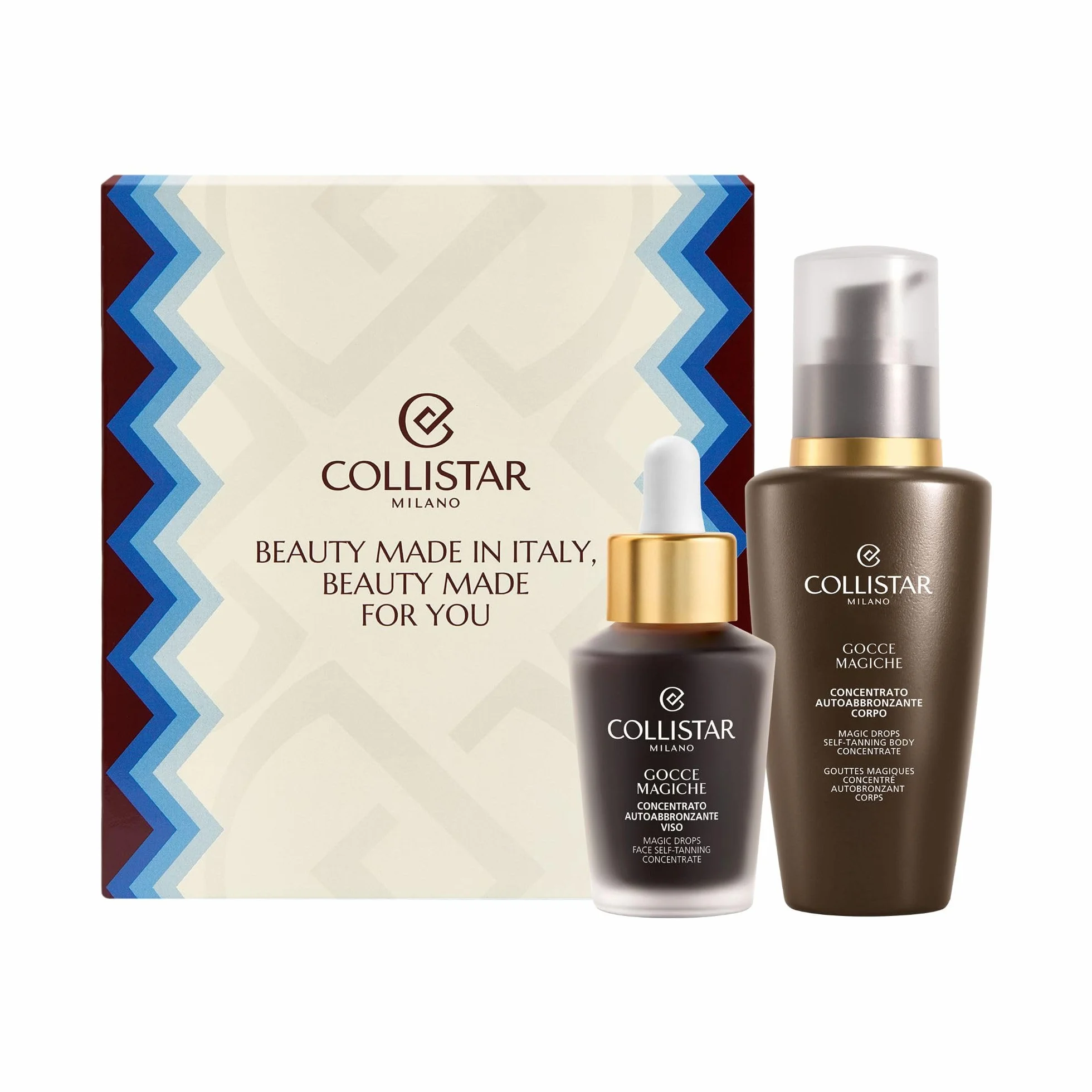 Collistar Set de regalo para mujer Gocce Magiche Autobronceador Cara 30ml + Cuerpo 125ml Set Autobronceador para Mujer Bronceado Natural Intenso Antimanchas Hidratante Larga Duración