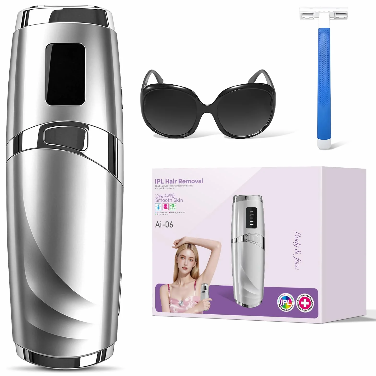 Depiladora Laser Luz Pulsada 530-1200 NM para Mujer y Hombre Cuerpo Rostro Bikini