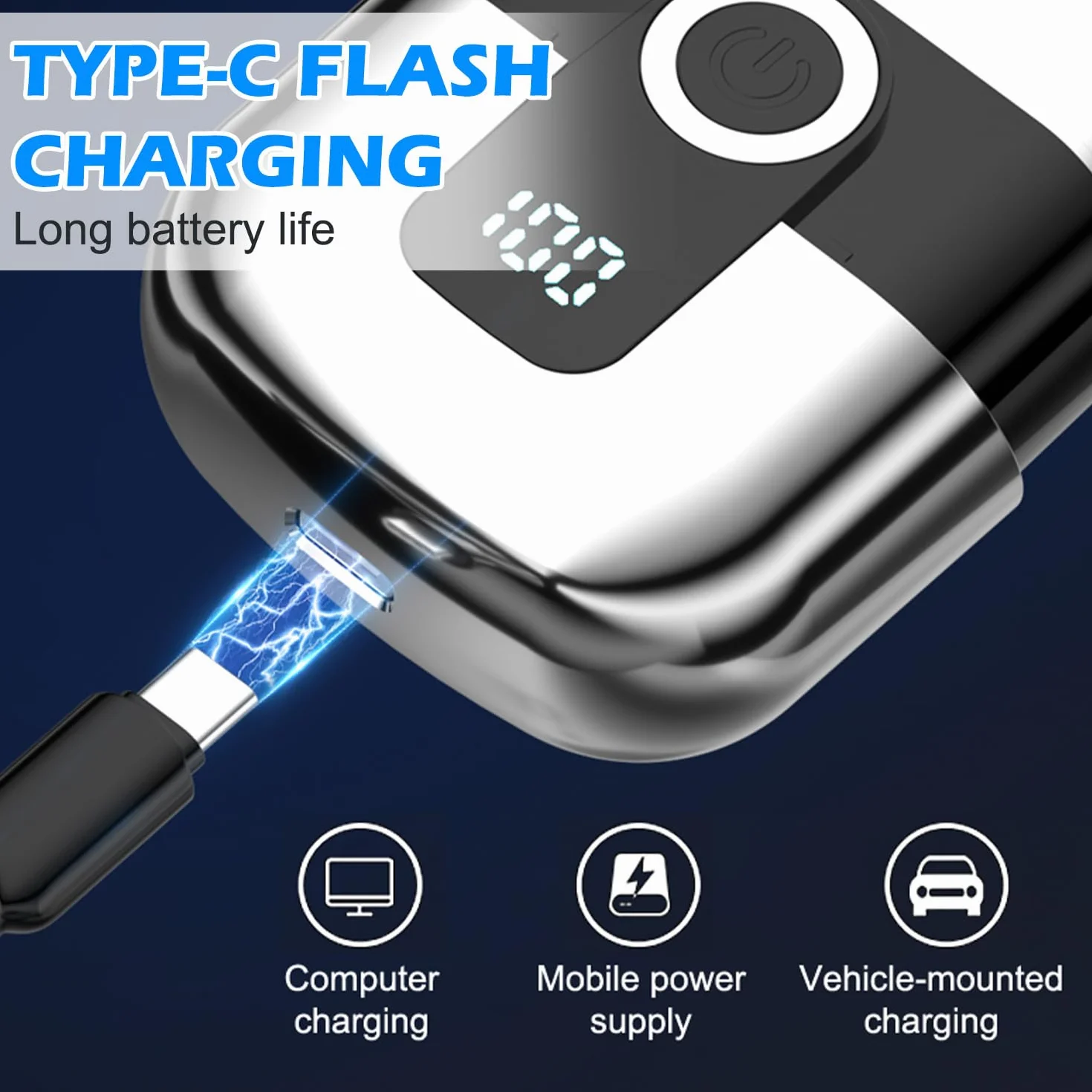 Mini Afeitadora Eléctrica Portátil Magnética con Pantalla LCD Recargable USB Silenciosa Húmeda y Seca