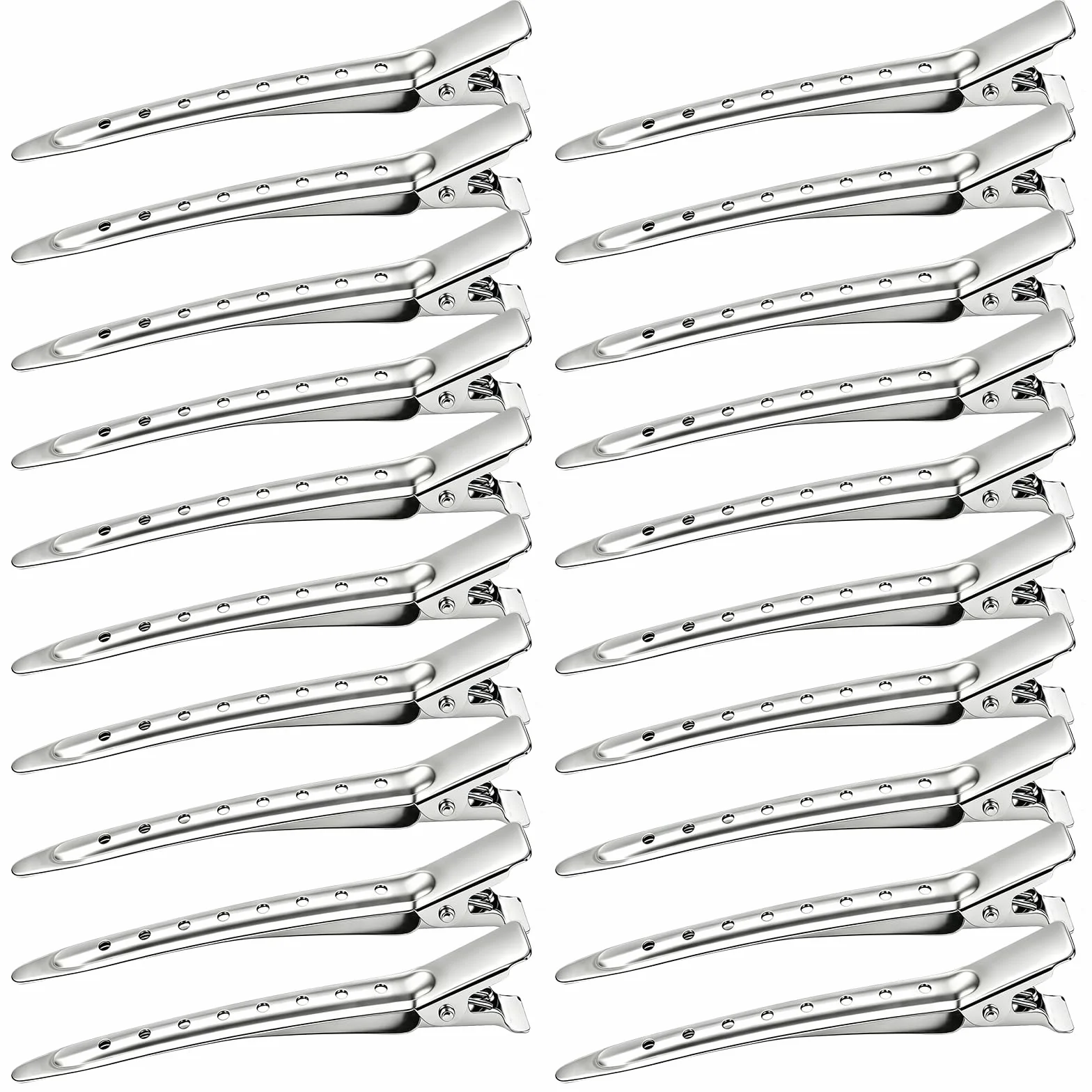 Pinzas Pelo Peluqueria 24 piezas Pico de Pato Metal Cocodrilo Agujeros 3.5 pulgadas