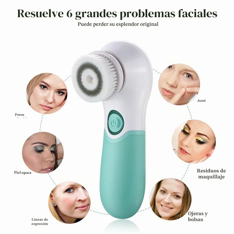 TOUCHBeauty Cepillo de limpieza facial eléctrico exfoliante con 3 cabezales y 2 velocidades