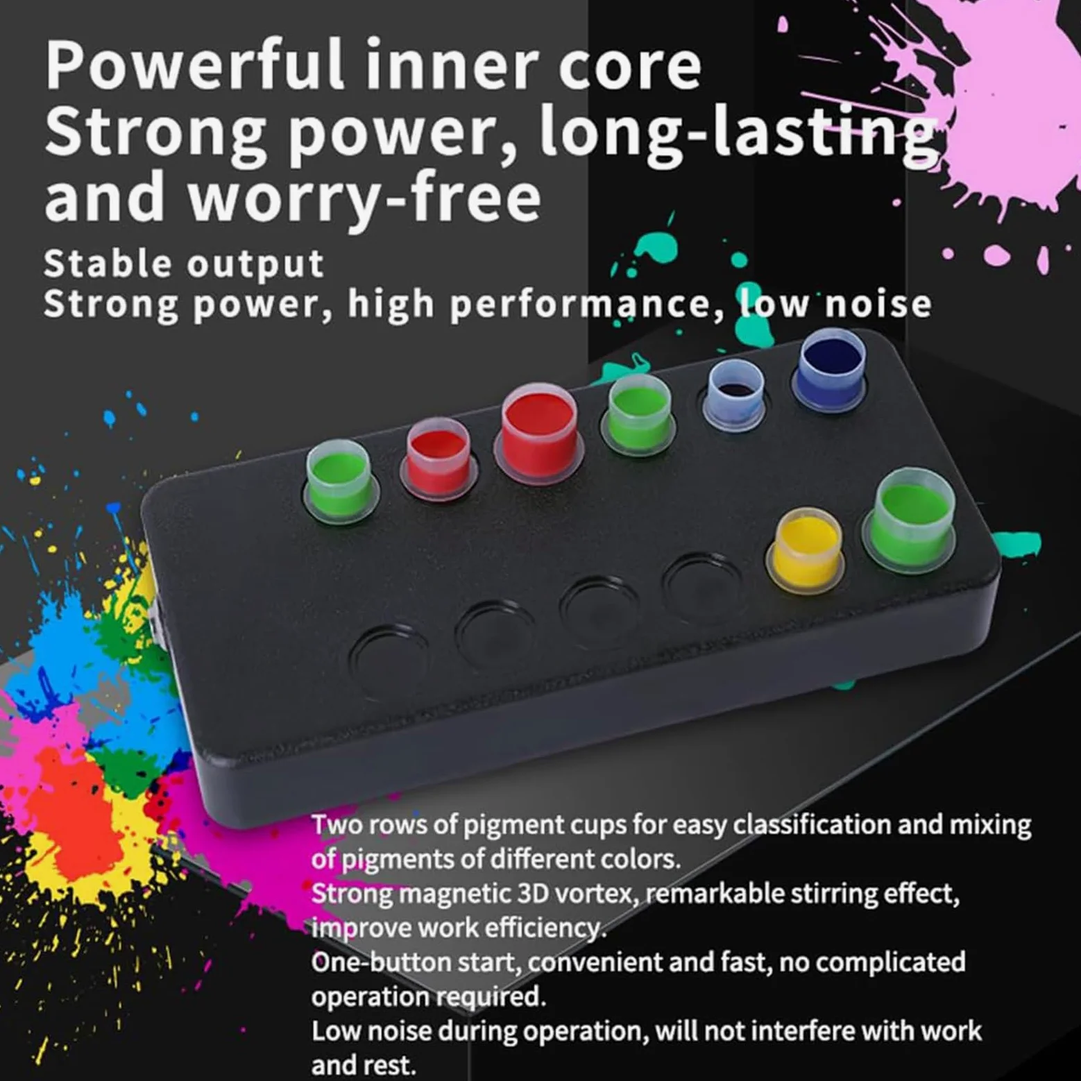 Mezclador De Pigmentos De Tinta De Tatuaje, Máquina De Mezclado De Tinta Eléctrica, Puede Contener 12 Tazas De Color, Equipar 40 Tazas De Color Y 200 Varillas Magnéticas