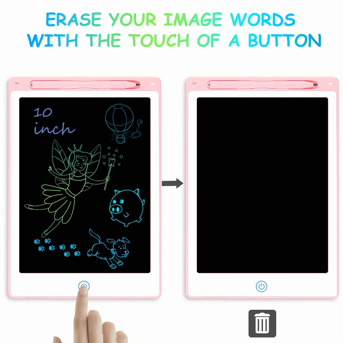 Vicloon Tableta de Escritura LCD 10" Tablero de Dibujo Electrónico para Niños con Bloqueo de Pantalla