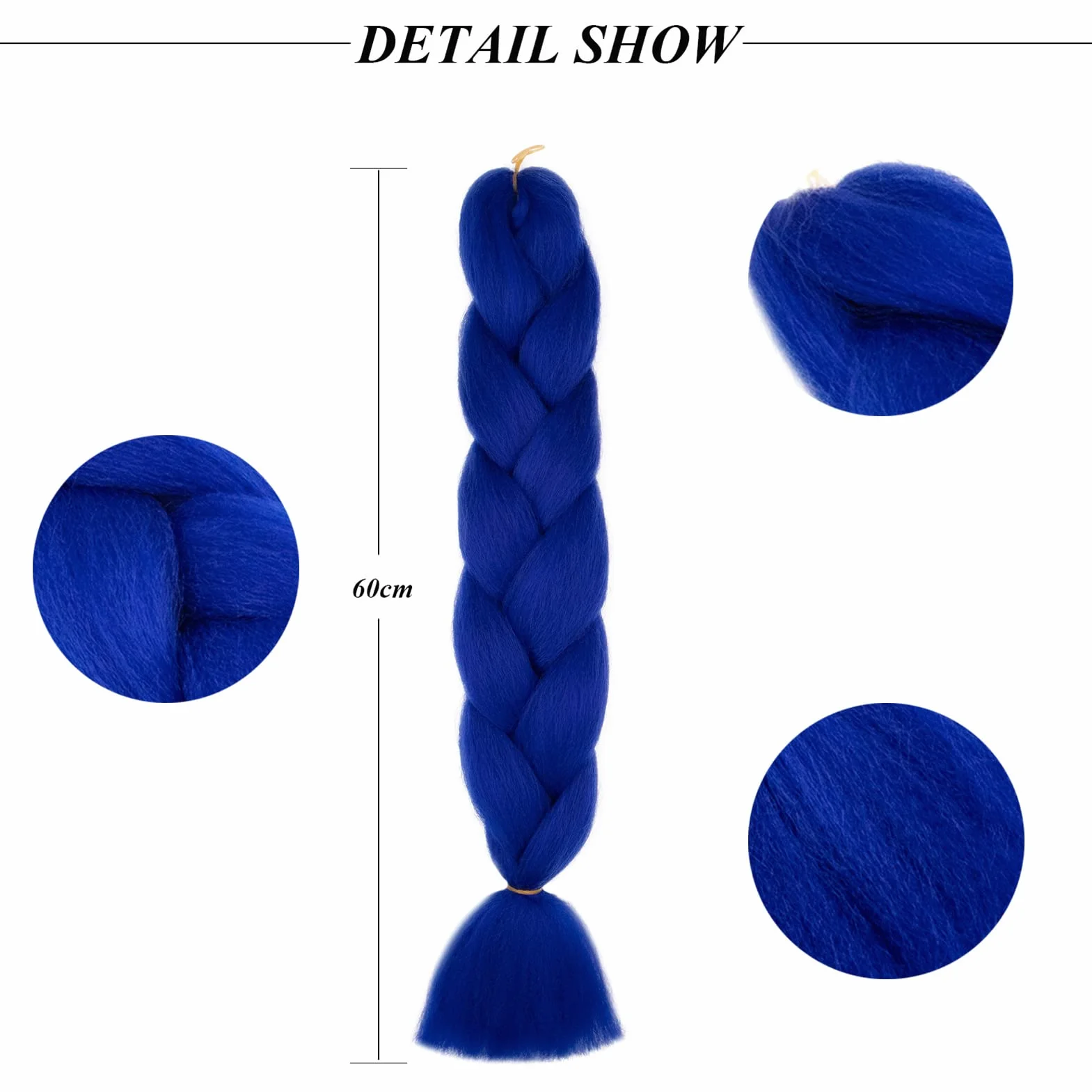 Extensiones de Pelo Sintético 60cm para Trenzas Africanas Jumbo Braiding Crochet Twist Azul zafiro