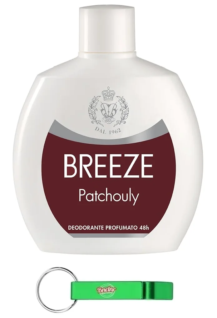 Breeze Patchouly - Desodorante Squeeze (12 unidades, sin gas y sin sales de aluminio, desodorante perfumado de 48 horas, 100 ml, incluye llavero Beni Culinari gratuito)