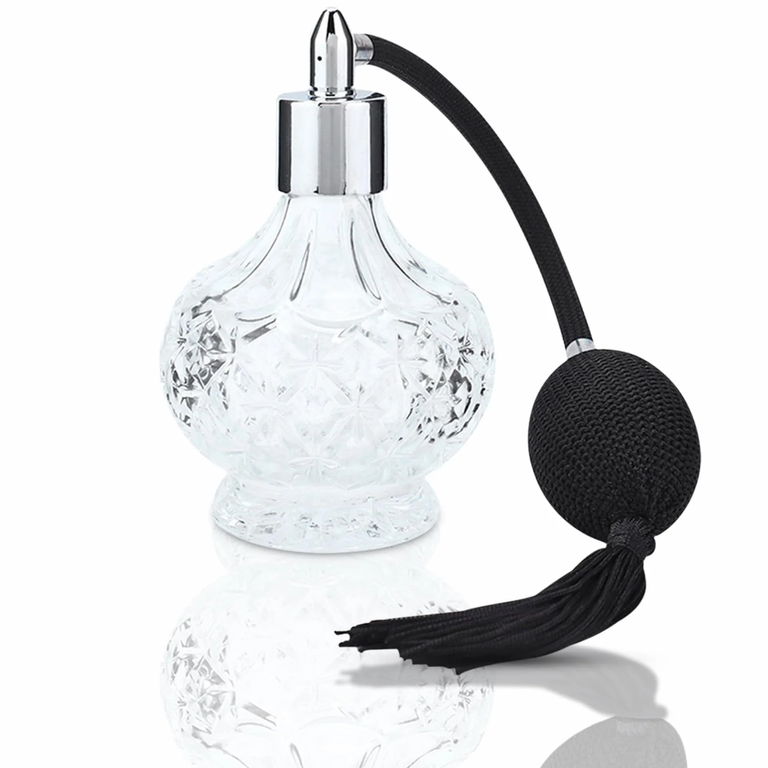 Agatige Botella De Perfume Vintage 80 ML Spray Recargable Cristal Transparente Pompa Perfumes