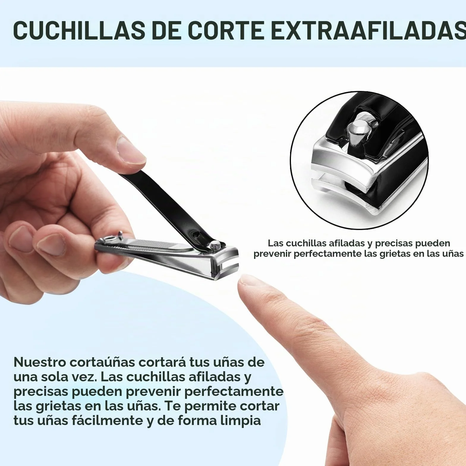 Juego de cortaúñas de acero inoxidable para uñas gruesas, grande