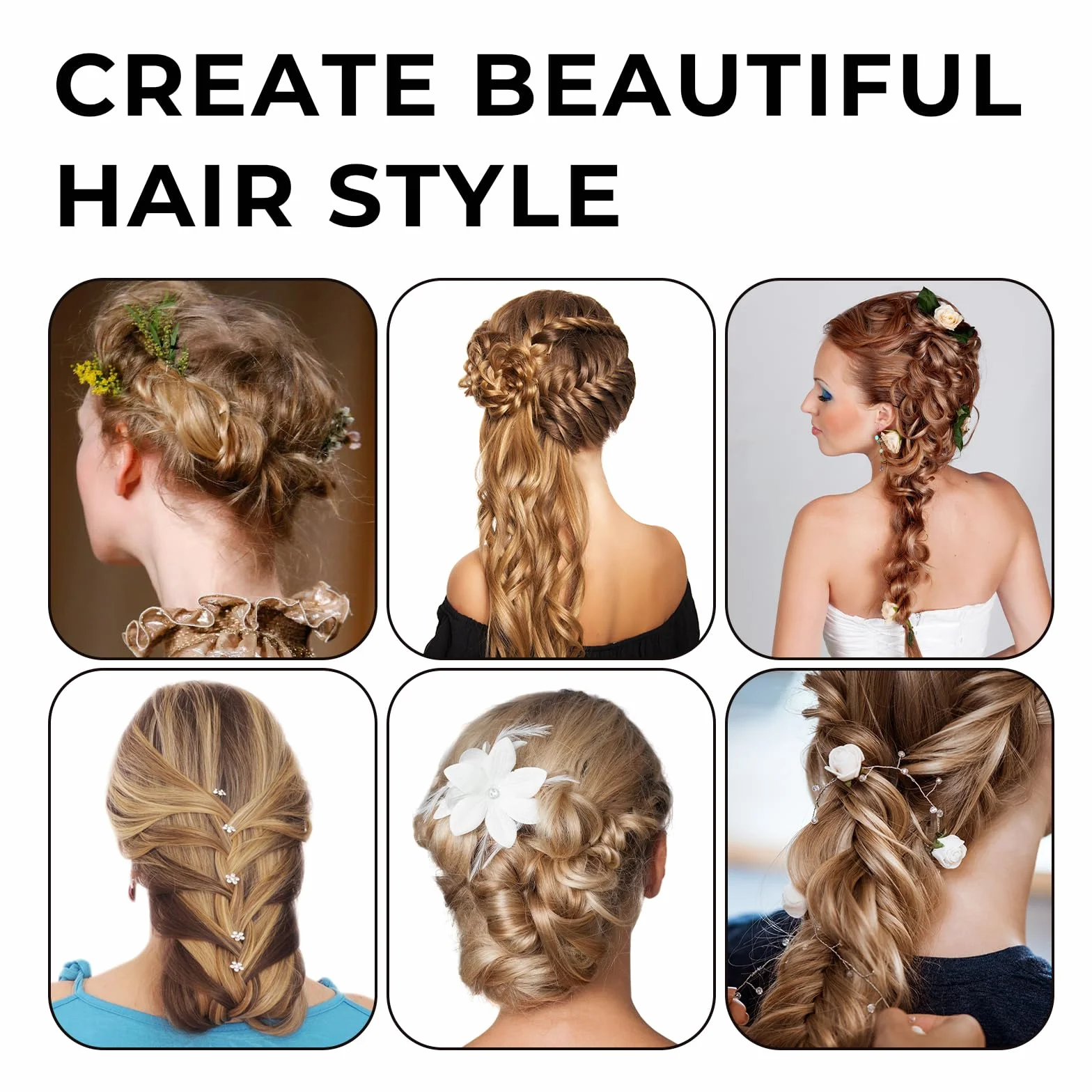 Set de Peinado: 3 Piezas Aguja para Cabello, Peines de Cola, Pasadores para Trenza Plana, Negro