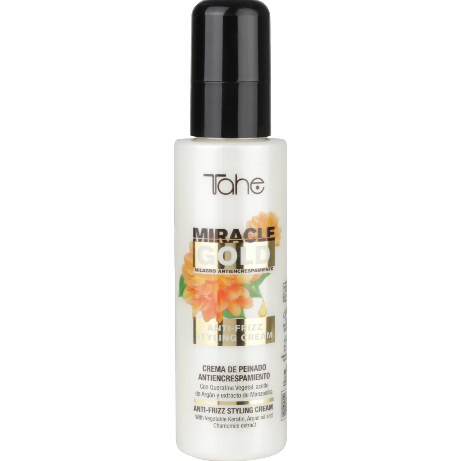 Tahe Miracle Gold Crema de peinado antiencrespamiento con Queratina, Argán y Manzanilla 100 ml