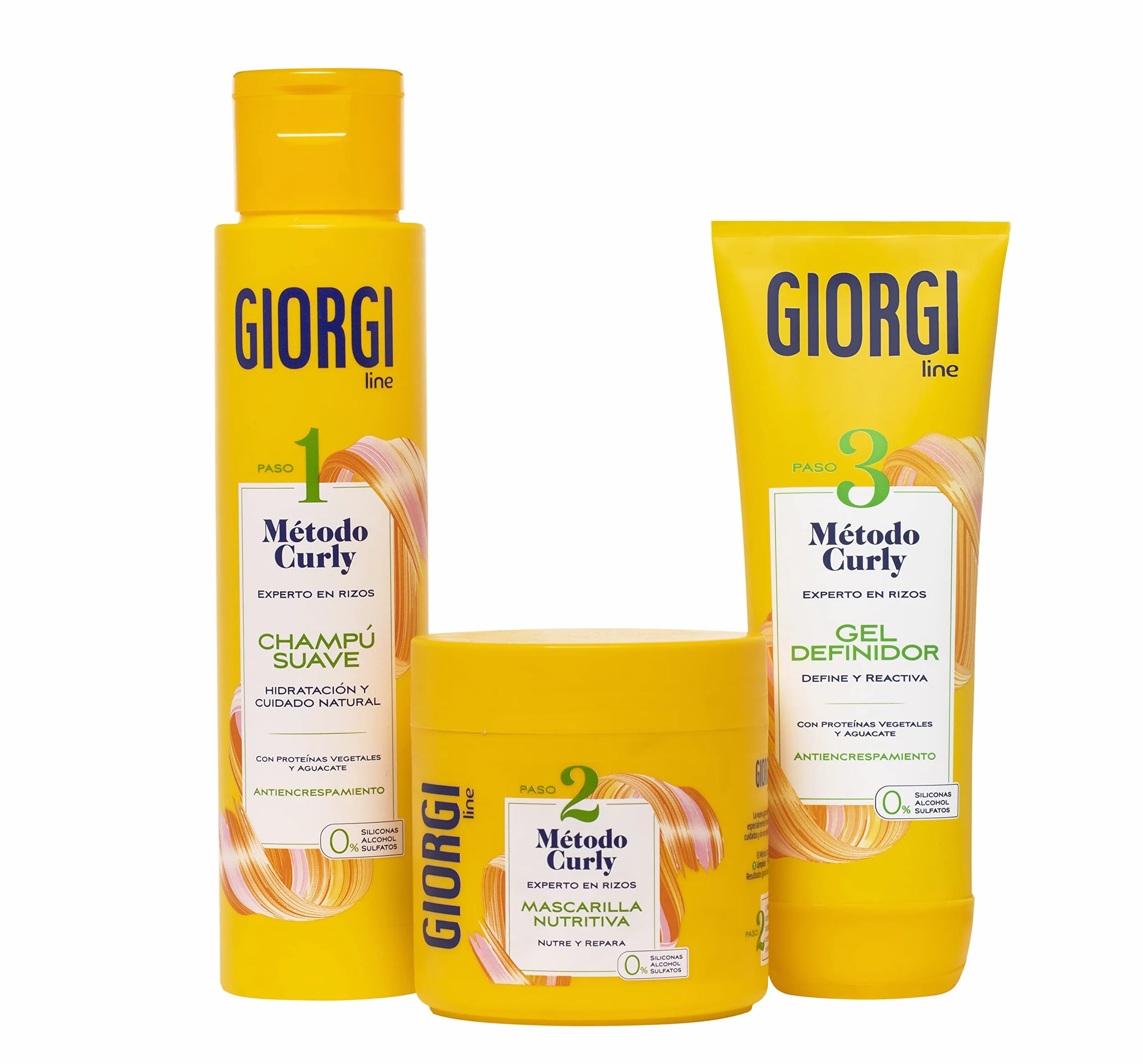 GIORGI Line Gel Definidor Curly Rizos Espectaculares 0% Alcohol Siliconas Sulfatos Proteínas Vegetales Aguacate 250 ml