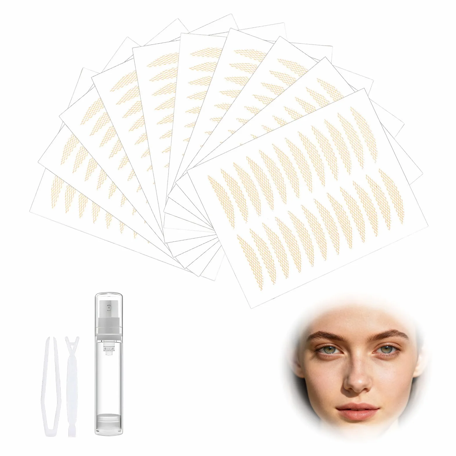 Pegatinas para Párpados Caídos 240 Activación por Agua Lifting Ojos Radiantes Párpados Dobles con Pinzas