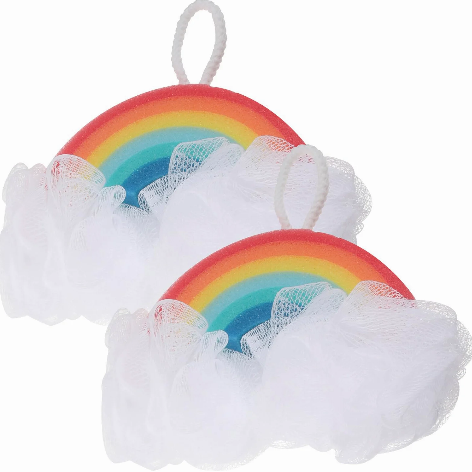 Esponjas de Baño para Niños 2piezas en Forma de Arcoíris, Esponjas Suaves y Exfoliantes para Ducha Poder de Limpieza y Espuma Rica