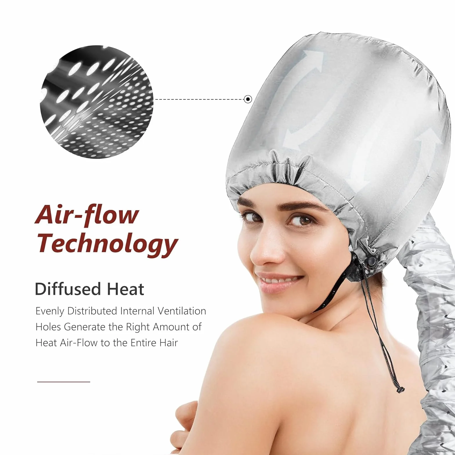 Gorro Secador de Pelo Universal con Peine, Bolsa de Almacenamiento, Gris