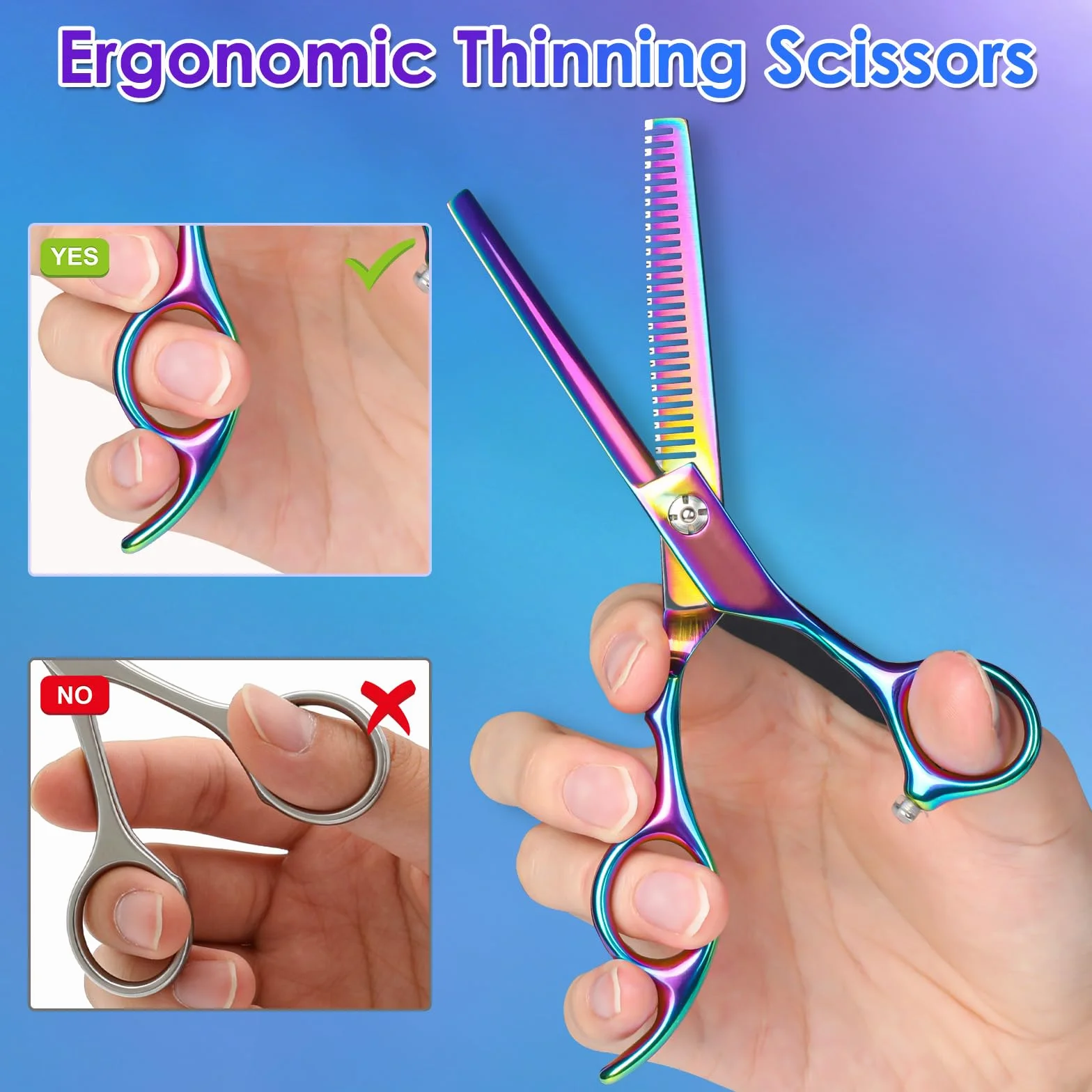 Lictin Tijeras de Peluquería Profesional Acero Inoxidable 6.7" Kit 4 en 1 con Peine y Caja