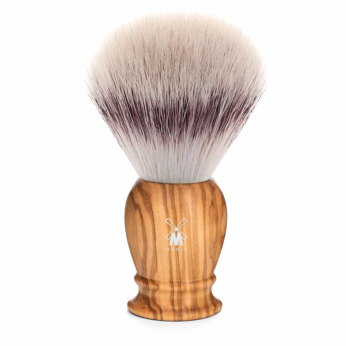 MÜHLE Classic Olive Wood XL Silvertip Fiber - Brocha de afeitar sintética de lujo para hombres, espuma rica