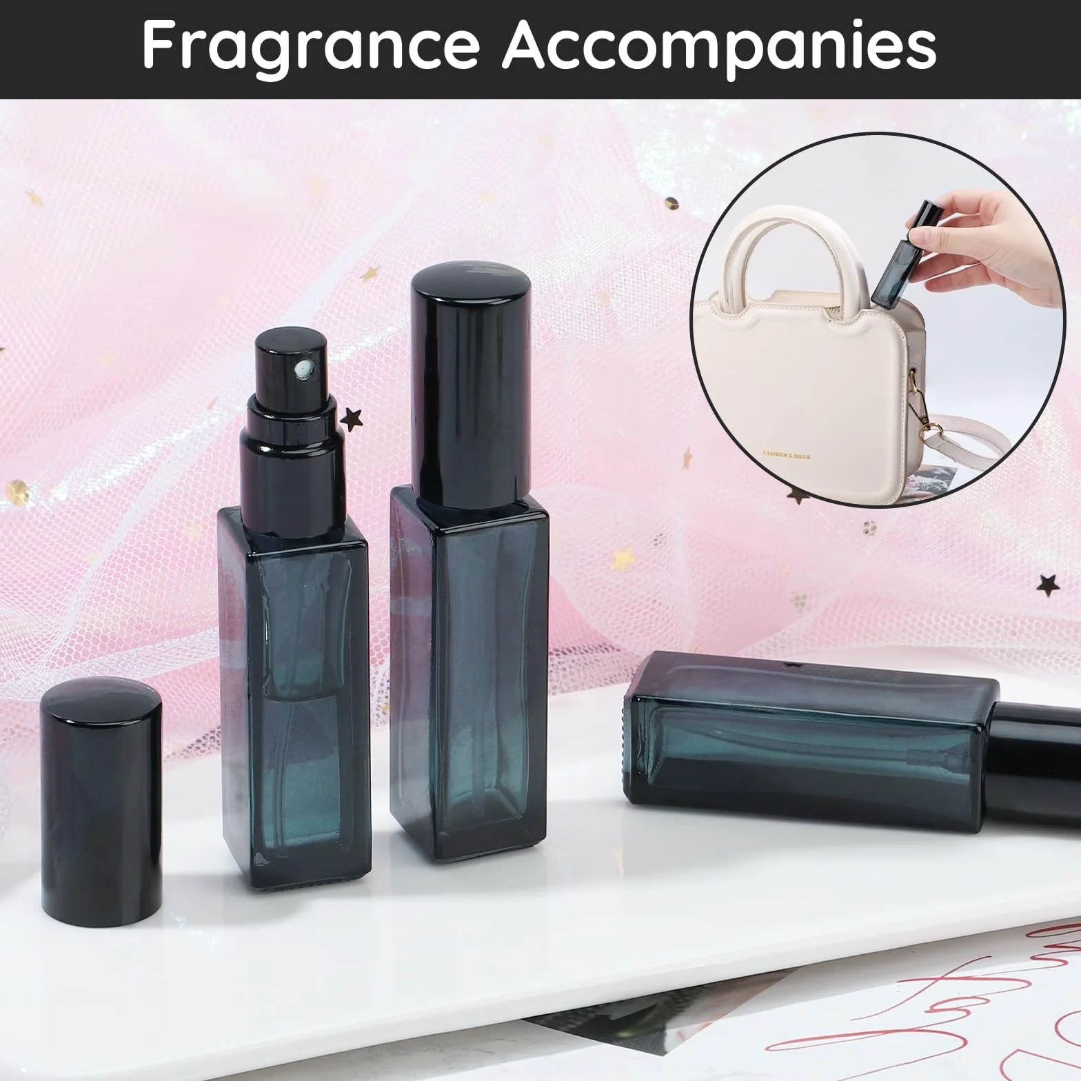 Segbeauty Atomizador Perfume Recargable 5 Piezas 10ml Portátil Contenedor de Viaje Azul Semitranslúcido