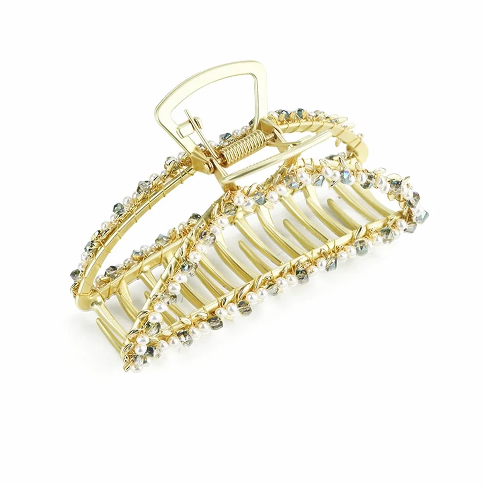 Cintas Para el Pelo de Cola de Caballo Gold-chapado en el pelo de espalda con clip de pelo alto y rizado clip de tiburón de gama alta accesorios for el cabello de las señoras clip de pelo chapado en o