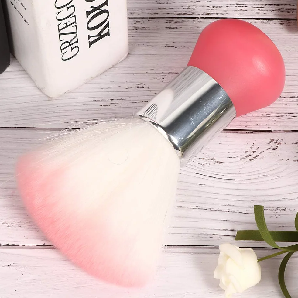 Plumero suave para cara y cuello, Mini cepillo de pelo ligero para peluquería y recortes (Rosado)