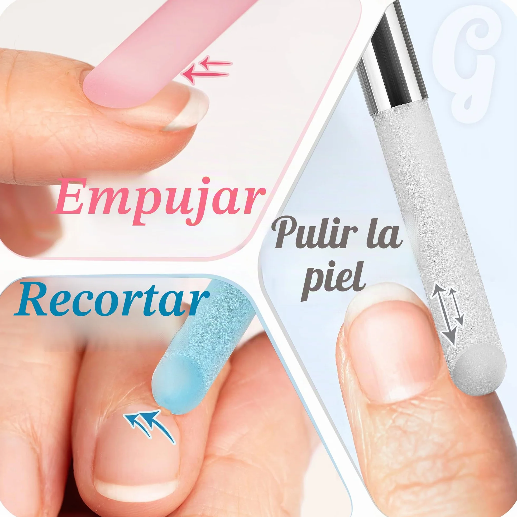 Gladzy Lima de Cristal Empujador de Cutículas Profesional, Eliminación de Precisión, Superficie Abrasiva Duradera