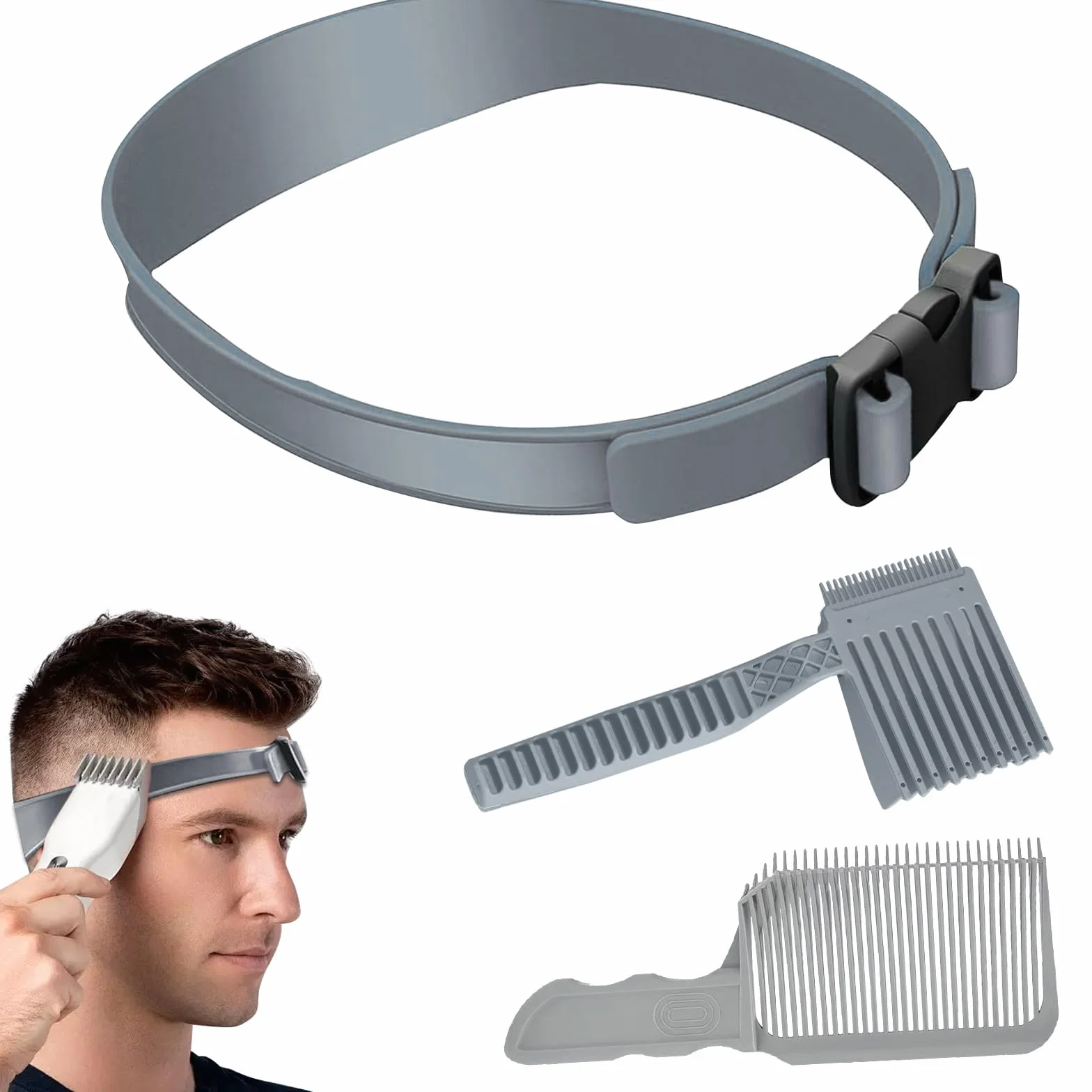 Plantilla de Transición de Peluquería, Peine Ajustable de Silicona para Cortar el Pelo, Cinta de Corte Curvado
