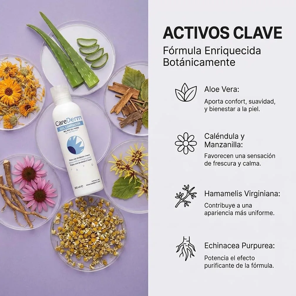 Carederm Gel Limpiador Pack | Gel Limpiador Facial para Piel Grasa, Acneica y con Seborrea | Con Aloe Vera | Caléndula | Echinacea y Manzanilla | Limpieza Profunda | Acción Seborreguladora (X3)