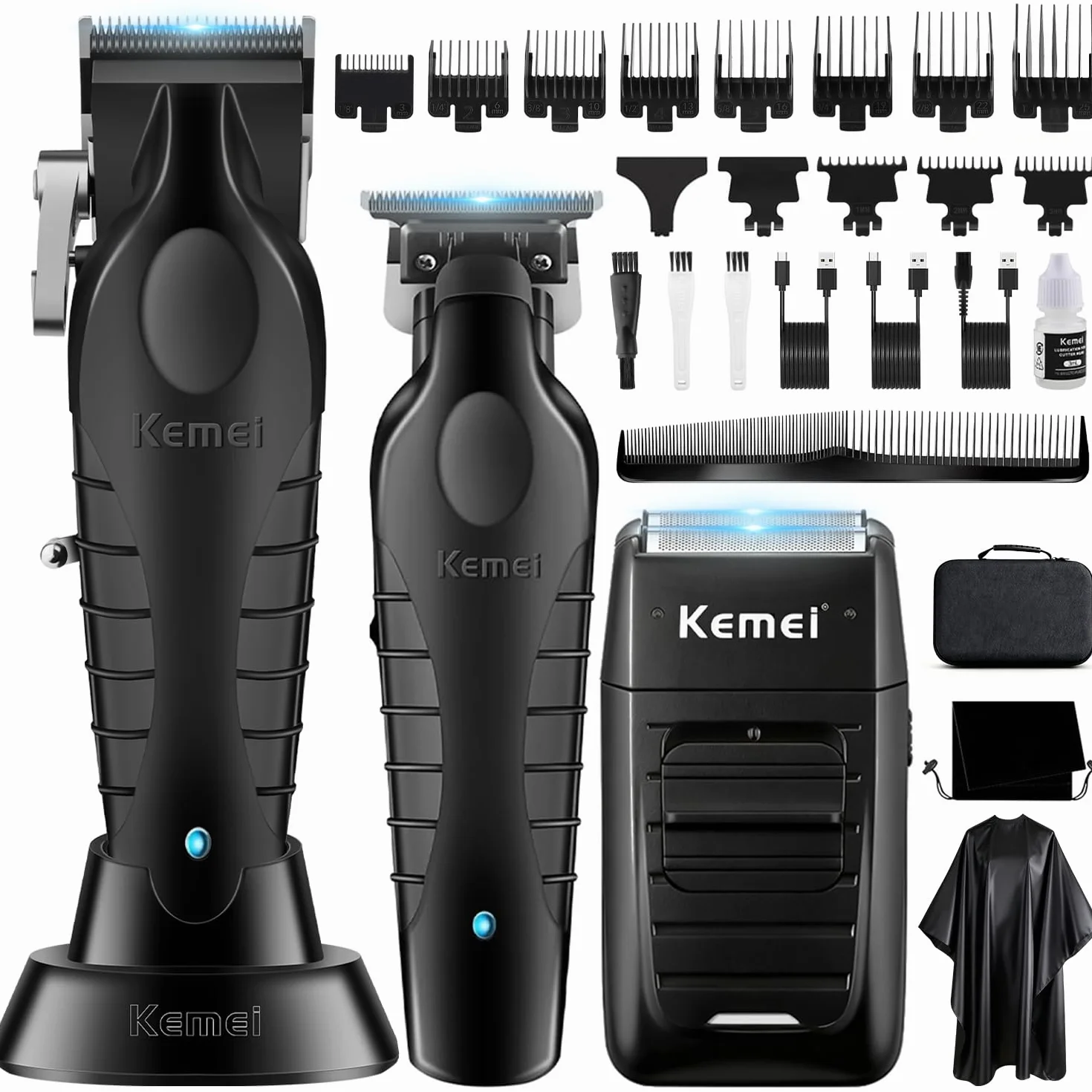 KEMEI Cortapelos Eléctrico Inalámbrico Hombre Máquina Cortar Pelo Trimmer Hoja en T