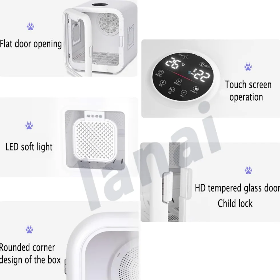 Caja secadora automática para mascotas para gatos y perros pequeños,eficiente,automático y silencioso 360° para gatos y perros,control inteligente temperatura con pantalla táctil,diseño seguro